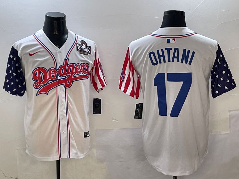 Men Los Angeles Dodgers 17 Ohtani White a generation of national flags Joint name 2025 Nike MLB Jersey style 16